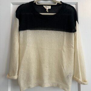 Isabel Marant Etoile Mohair Colorblock Sweater - Black / Ivory - Size 0 - FLAW